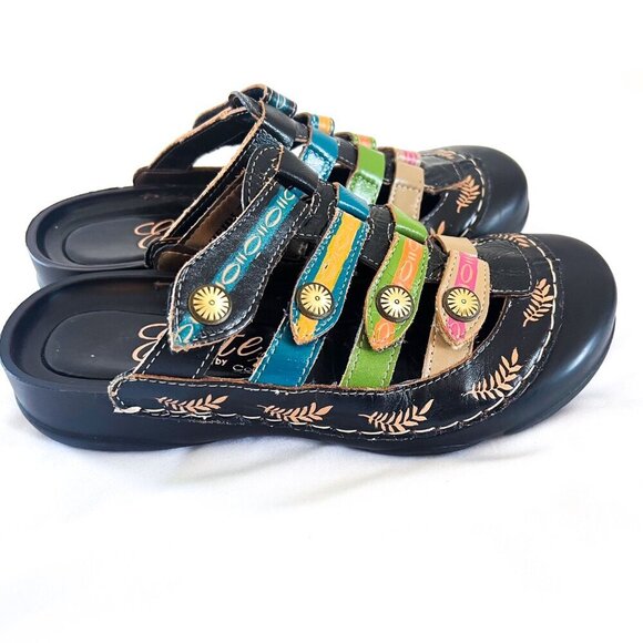 Corkys Elite Heidi Hand-painted Leather Mules Sandal Bump Toe Womens - Picture 4 of 12